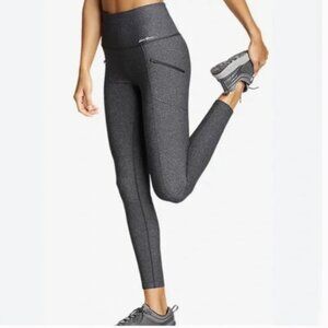 Eddie Bauer Trail Light Leggings Zip Pockets Dark Heather Gray